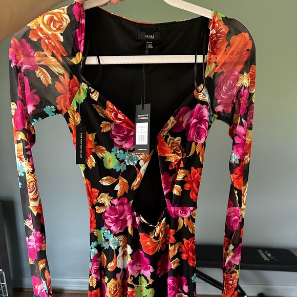 AFRM 	Maika Midi Dress - Noir Rose Bouquet - Picture 1 of 5